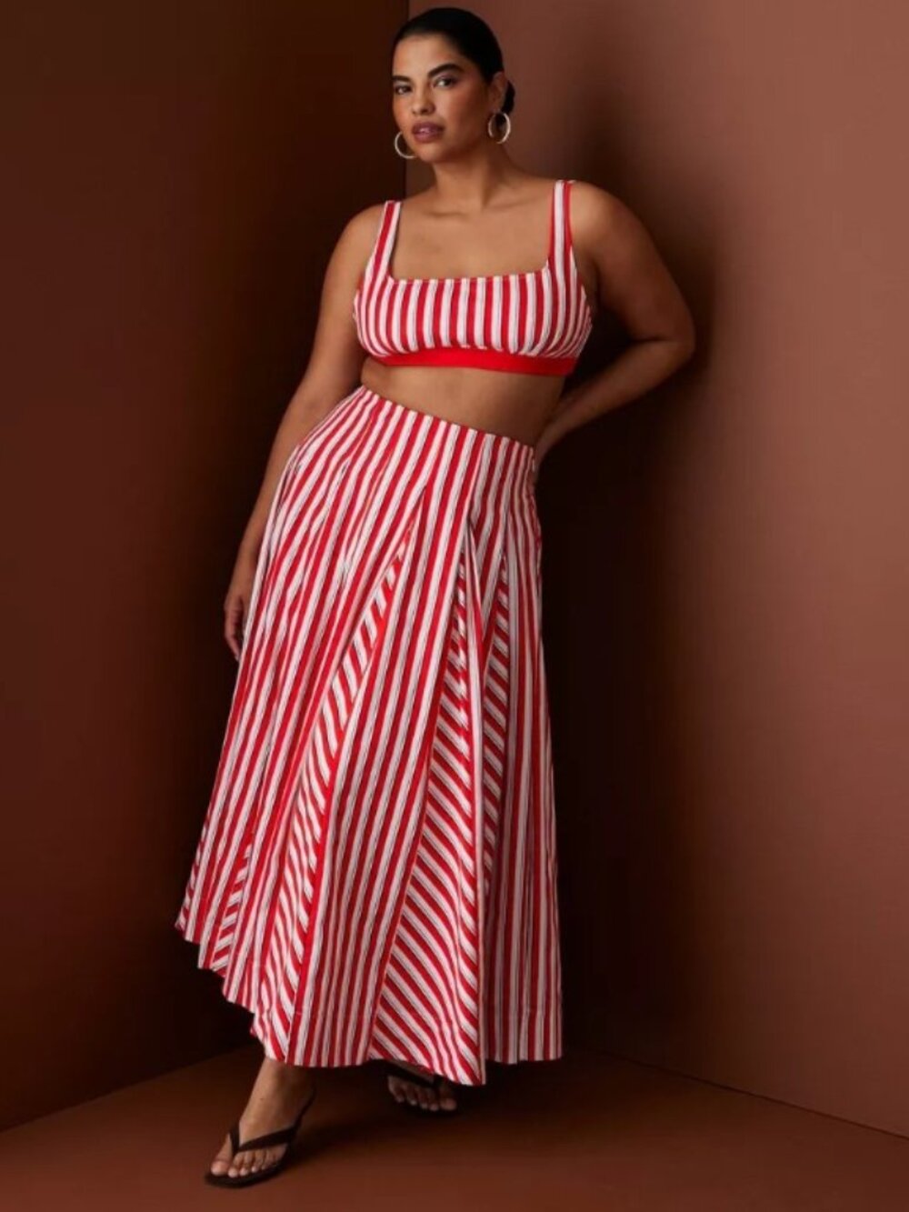 NEW sz 14 Rosie Assoulin x target Pleated Poplin Striped Midi Skirt